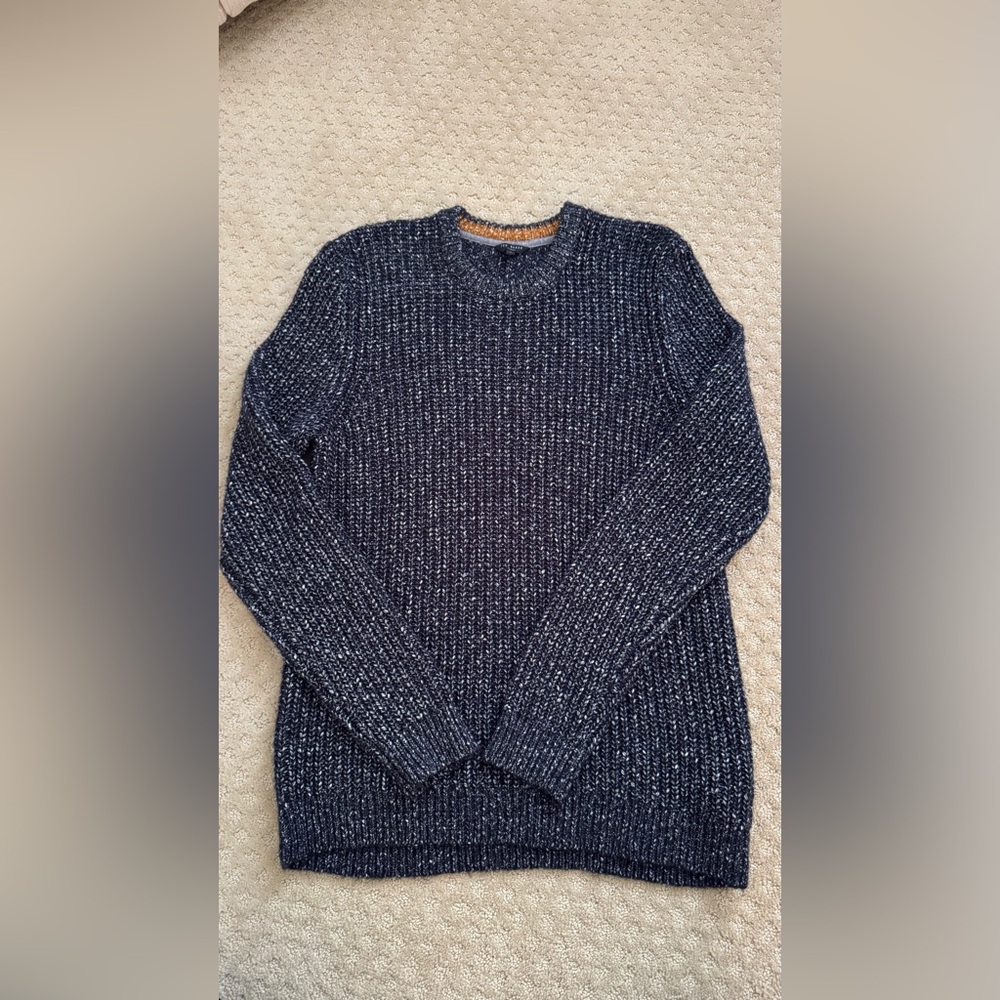 Men’s Ted Baker Textured Cable Knit Wool Blend Sweater - Navy Blue